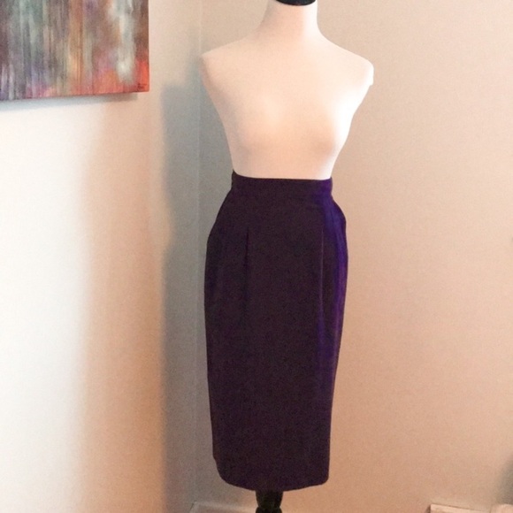 Dark Purple Vintage Wool Skirt - Picture 5 of 8